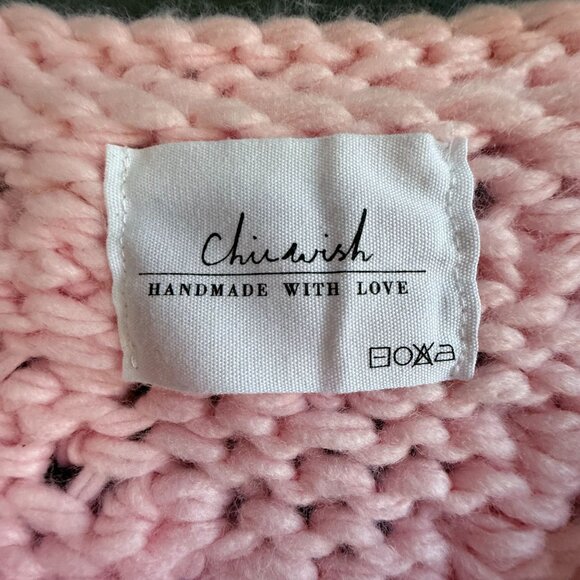 Chicwish Handmade with Love Pom Pom Heart Bobble Cardigan Sweater Womens Pink - Picture 4 of 11